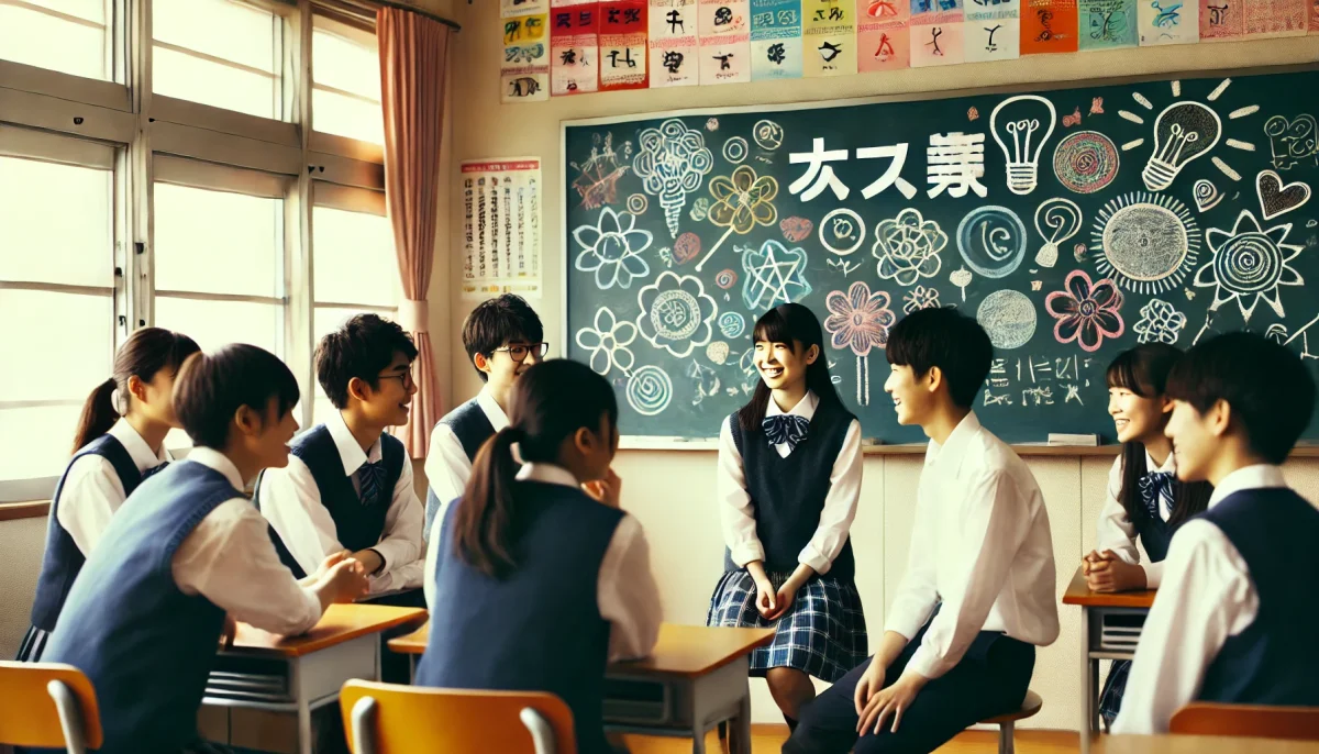 二字熟語の当て字を考える中学生たち