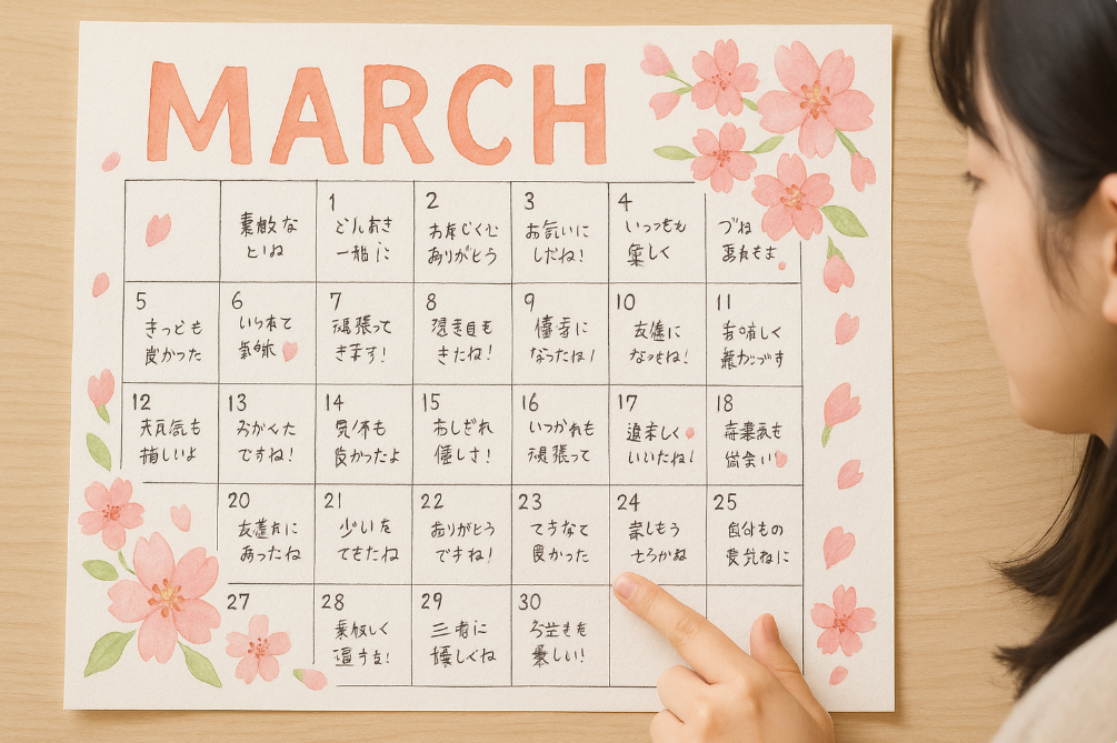 卒業カレンダーの一言メッセージ 例文集