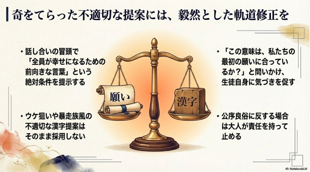 奇をてらった不適切な漢字提案に対する毅然とした軌道修正のポイント