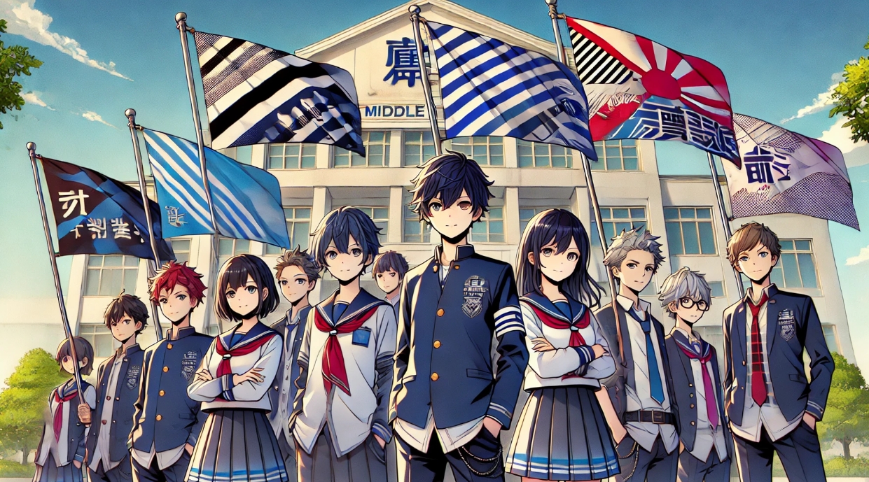 学級旗のデザインで中学らしくかっこいい配色例