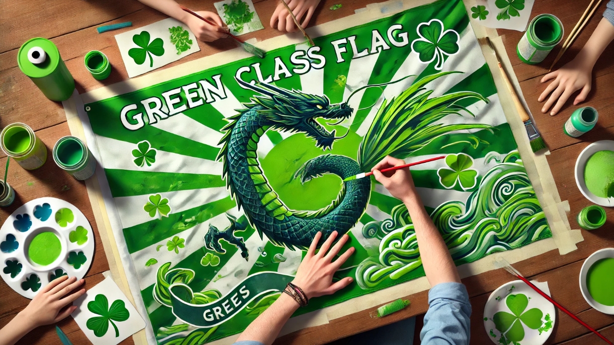 学級旗の緑でかっこいい実例と作り方