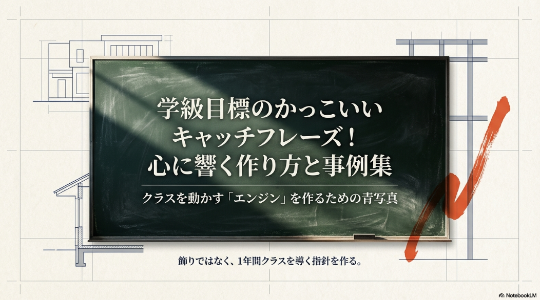 学級目標のかっこいいキャッチフレーズ！心に響く作り方と事例集のタイトルスライド