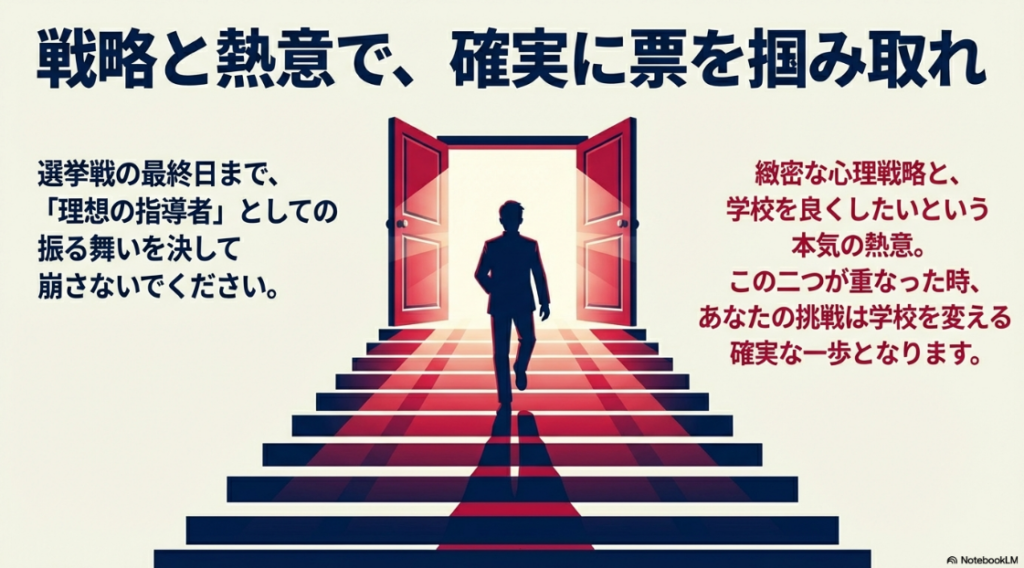 緻密な心理戦略と本気の熱意が、学校を変える一歩になるというメッセージ