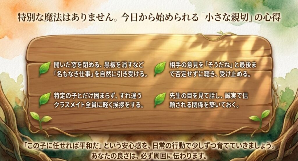 大人しい子こそが輝く、当たり前を継続する力とスマートな気遣いを兼ね備えた「支援型の指導者（サーバント・リーダー）」の姿