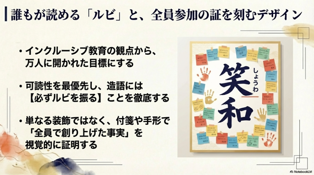 インクルーシブ教育の観点から必ずルビを振り全員参加を証明するデザイン