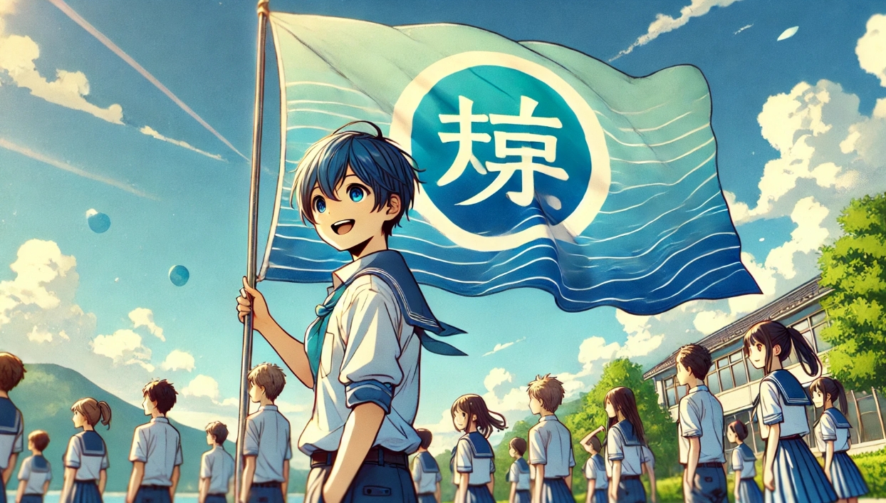 青色を主役にした爽やかな旗例