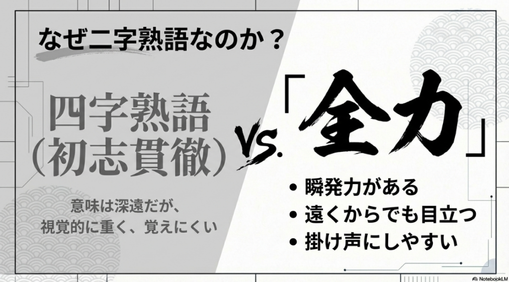 四字熟語と比較した二字熟語の瞬発力と覚えやすさのメリット