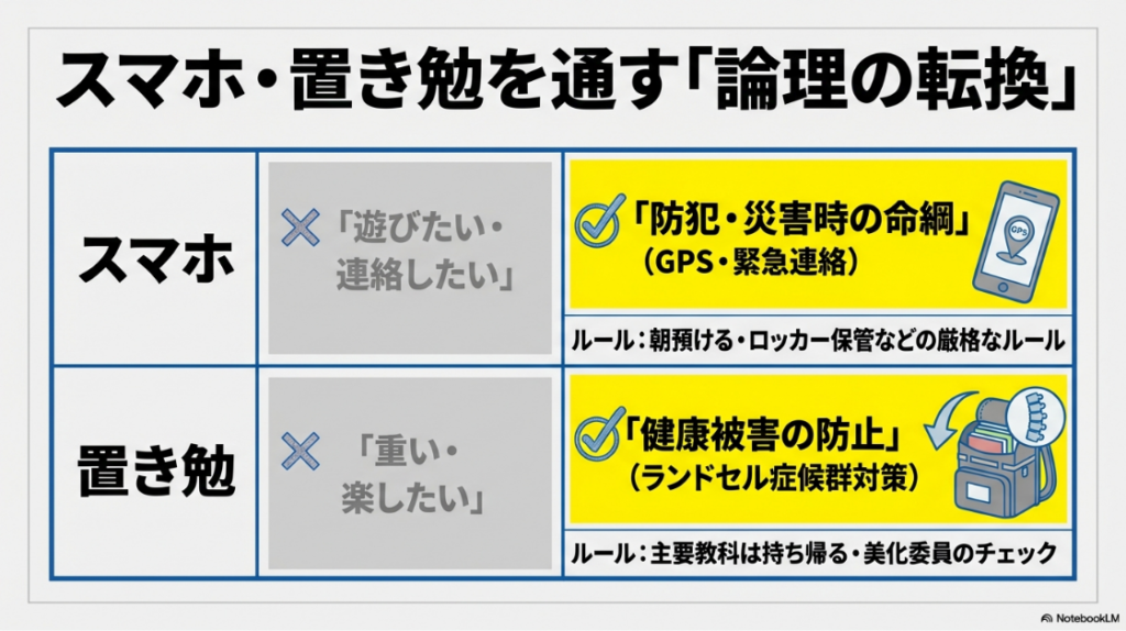 遊びや楽ではなく防犯や健康被害防止を理由にする論理の転換