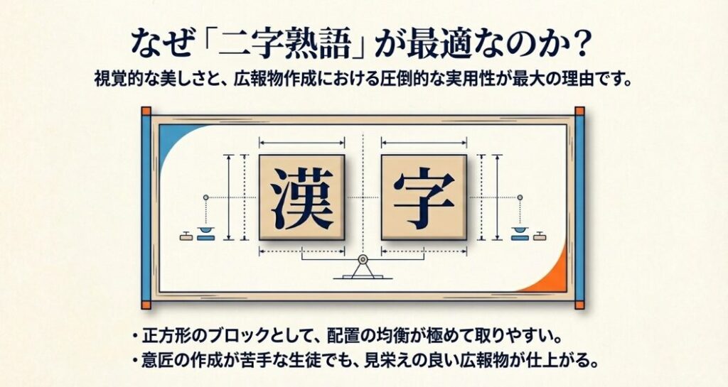 なぜ二字熟語がスローガンに最適なのか？視覚的な美しさと広報物作成における実用性