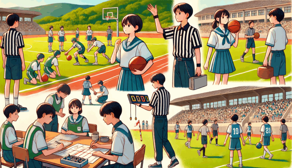 体育祭や球技大会の運営と審判などの役割