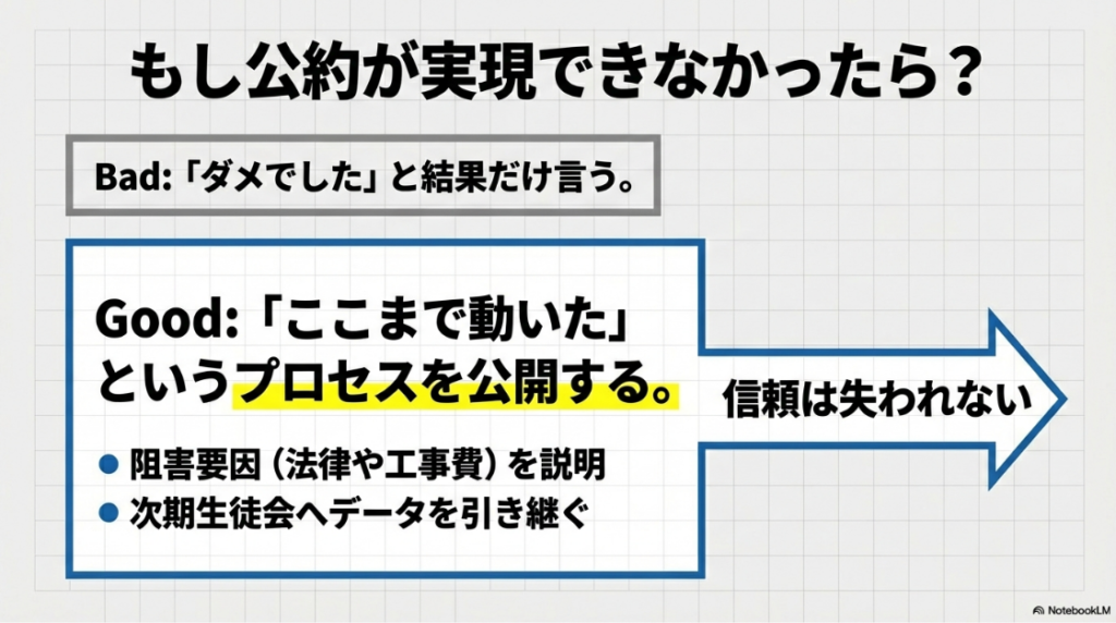 ダメでしたと結果だけ言うのではなく動いたプロセスを公開する対応策