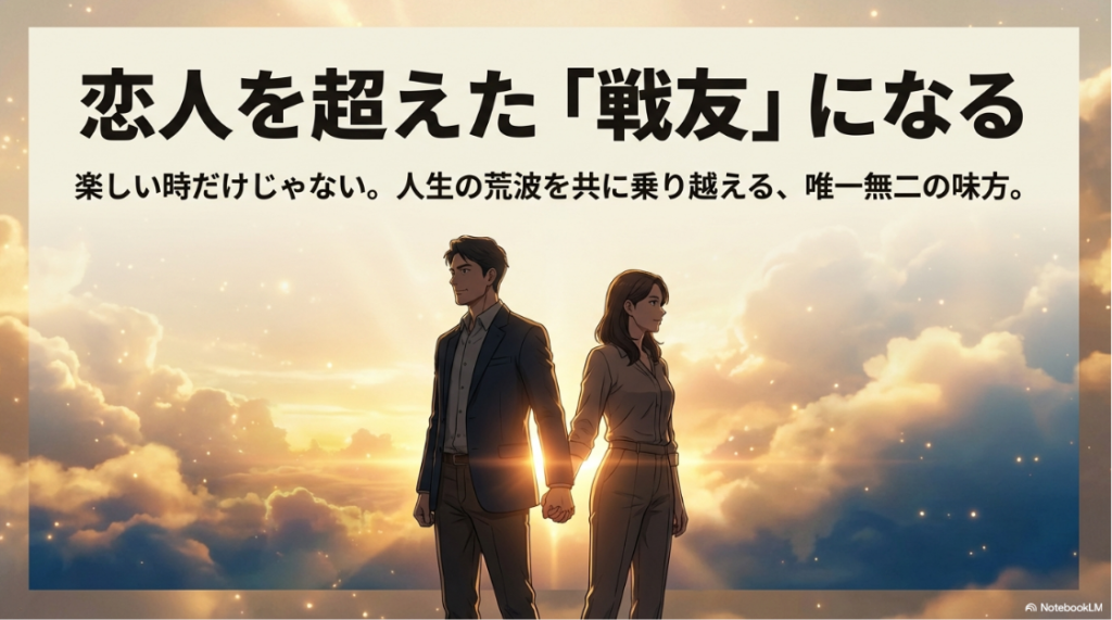 恋人を超えた「戦友」になる。楽しい時だけじゃない。人生の荒波を共に乗り越える、唯一無二の味方。