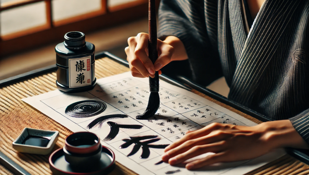 濃墨液を活用して作品に力強い光沢と黒さを出す技法