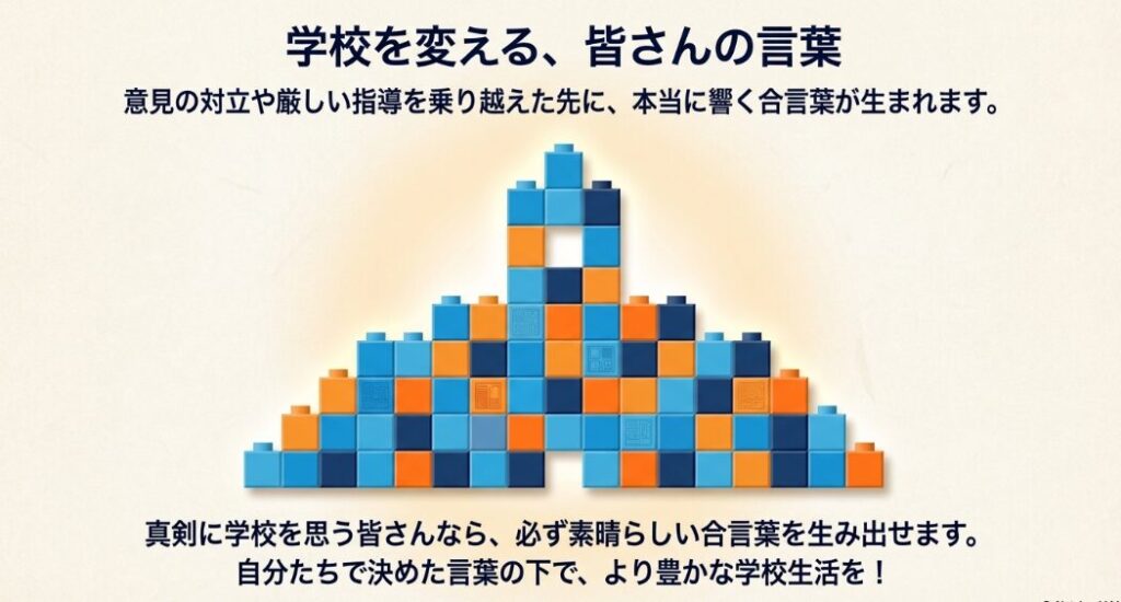 学校を変える皆さんの言葉。意見の対立を乗り越えた先に本当に響く合言葉が生まれる