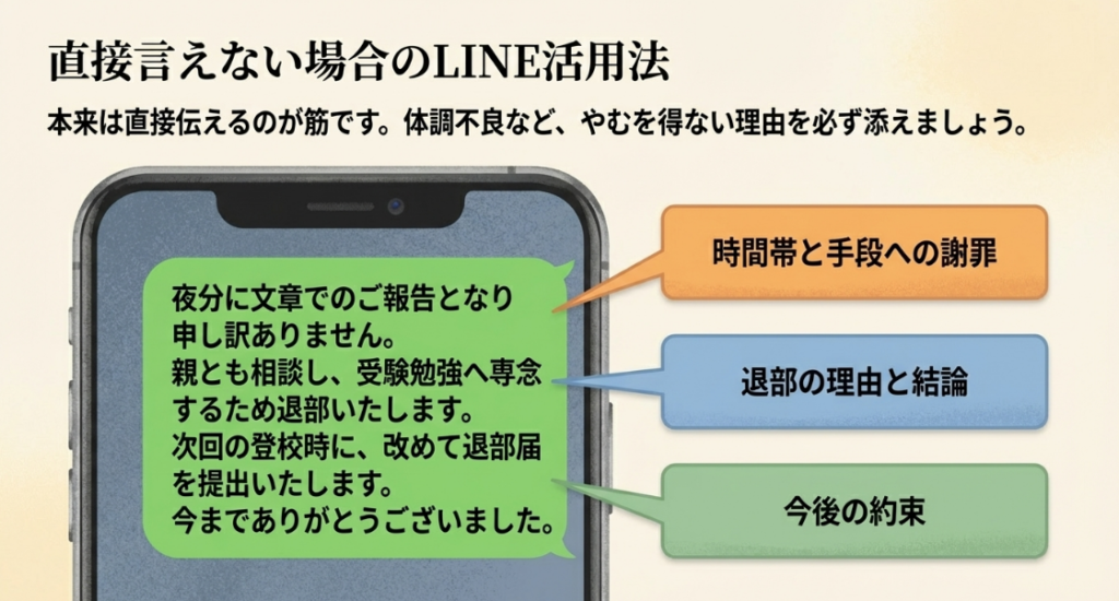 顧問に直接言えない場合のLINEでの退部連絡活用法