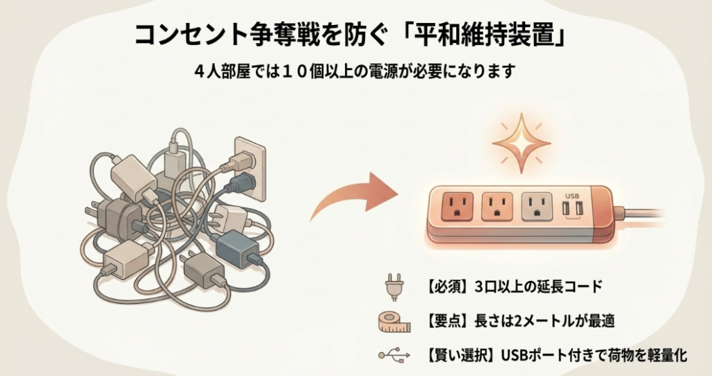 絡み合った複数の充電ケーブルとコンセントのイラスト