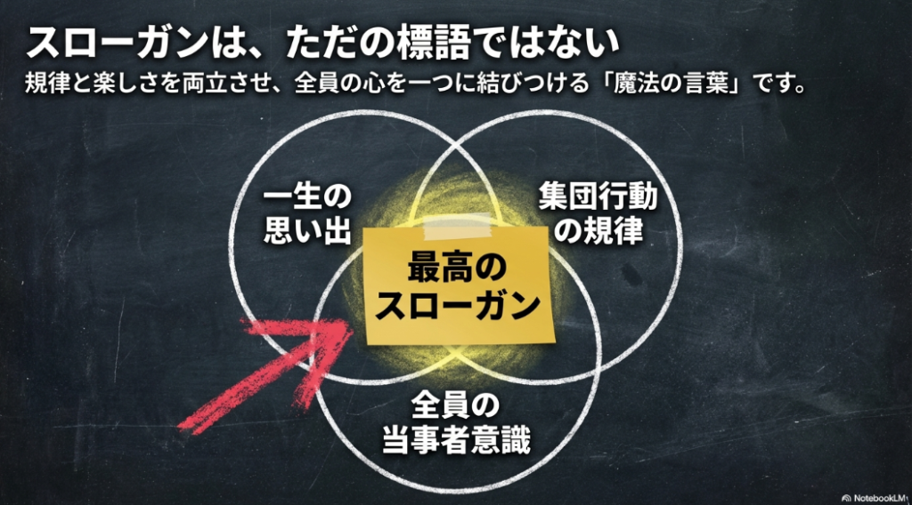 スローガンは規律と楽しさを両立させ全員の心を一つにする魔法の言葉