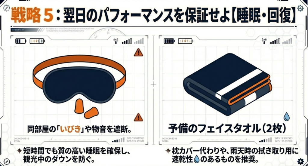修学旅行の翌日に備える睡眠確保アイテム