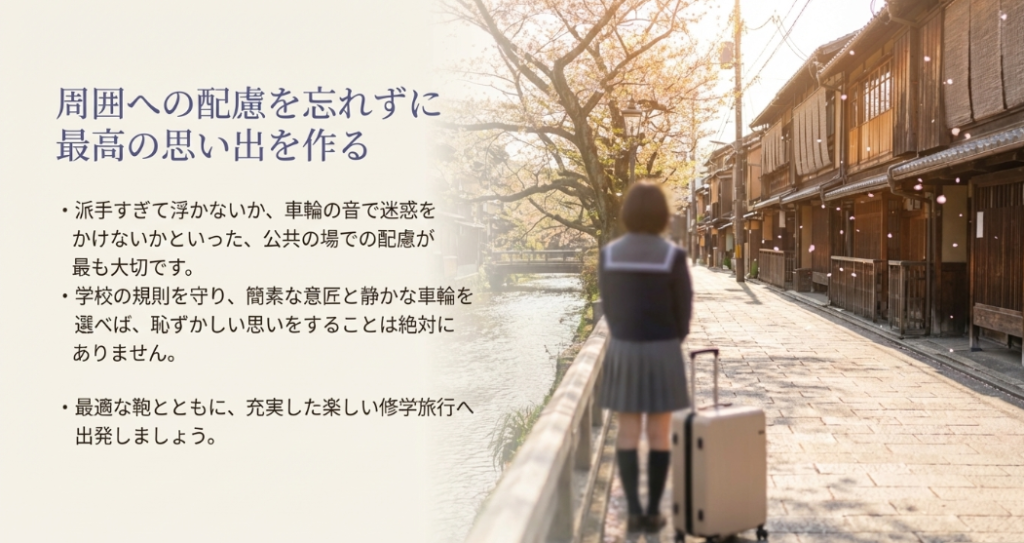 周囲への配慮を忘れずに最高の思い出を作る。学校の規則を守り簡素な意匠を選べば恥ずかしい思いをすることはありません