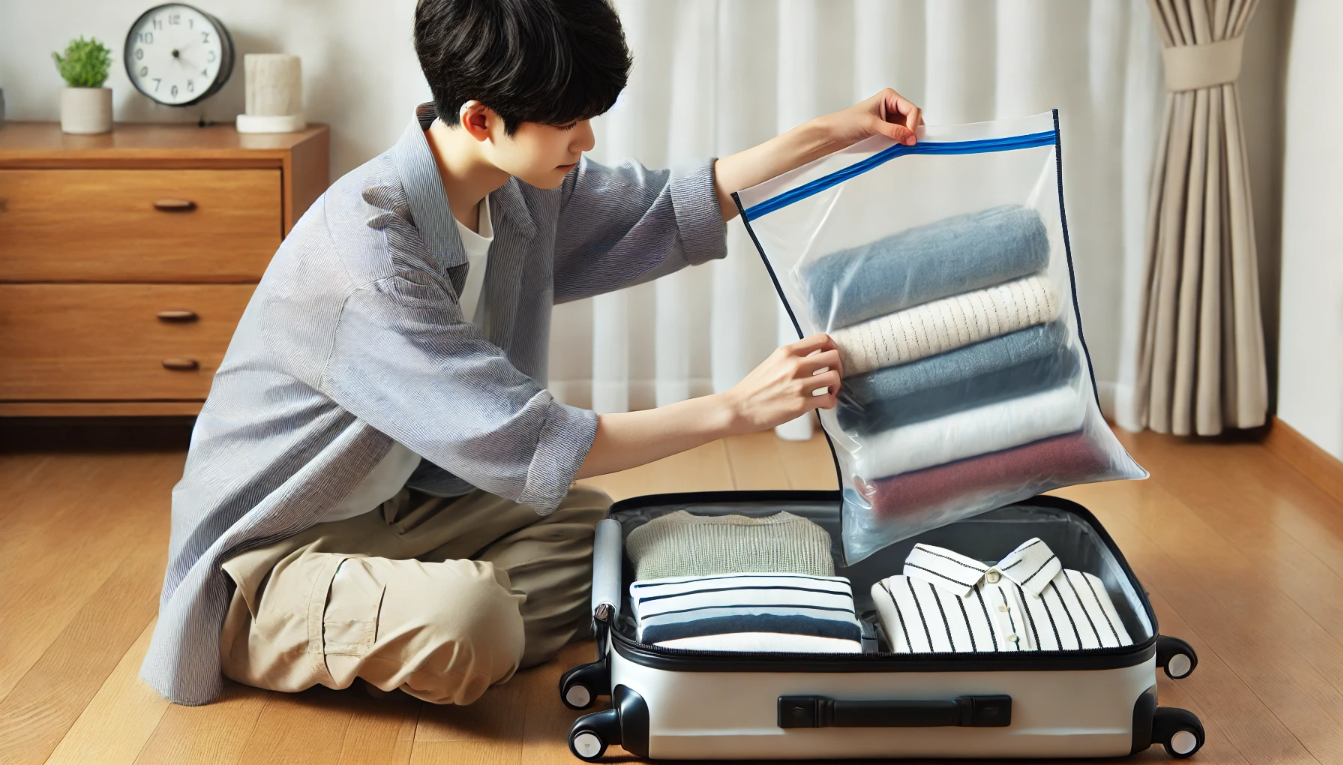 圧縮袋で荷造りを省スペース