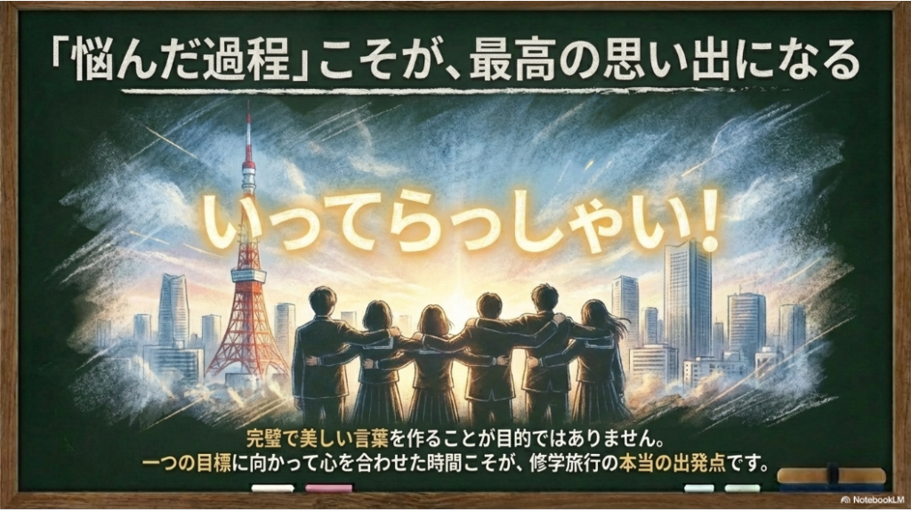 完璧な言葉を作ることではなく、悩んだ過程こそが修学旅行の最高の思い出になる