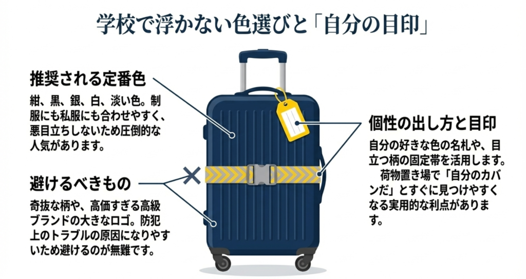 推奨される定番色と避けるべきデザイン、個性を出すための名札や固定帯の活用例