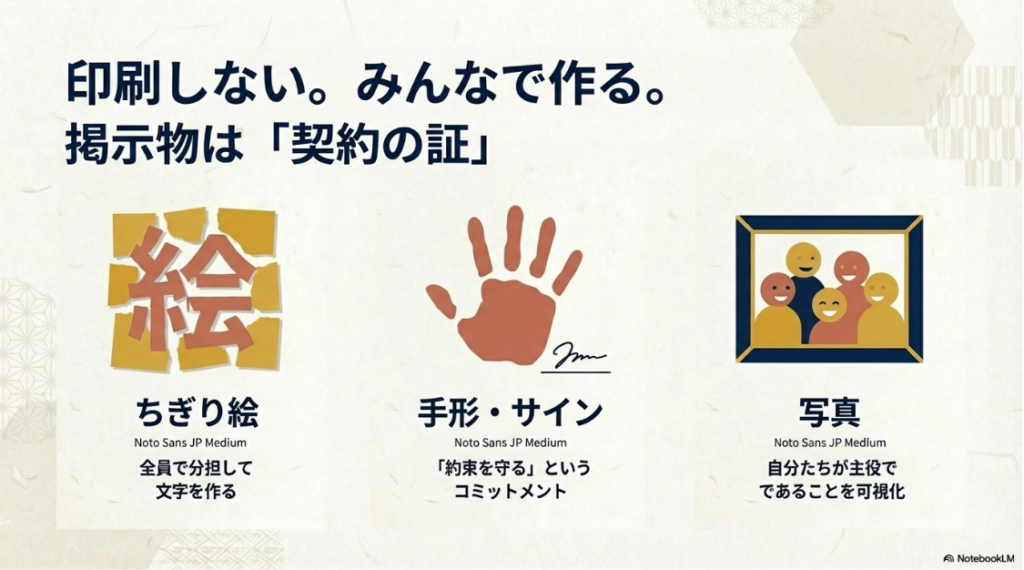 ちぎり絵や手形・サインなど全員参加で作る教室掲示物のアイデア