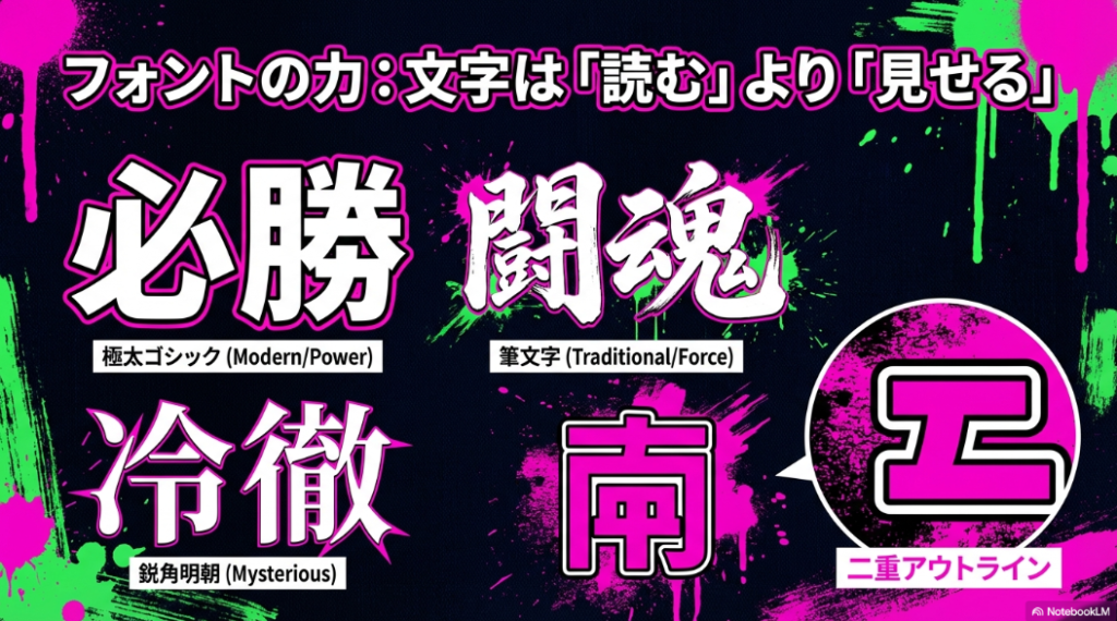 極太ゴシックや筆文字など学級旗に合うフォントの比較