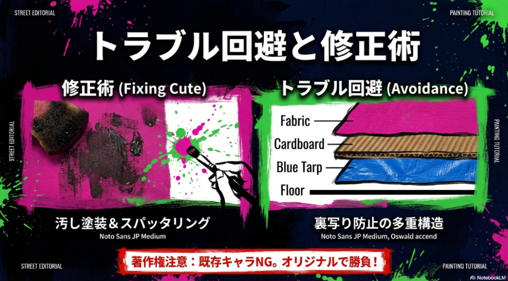 裏写り防止の多重構造や汚し塗装などのトラブル回避と修正術