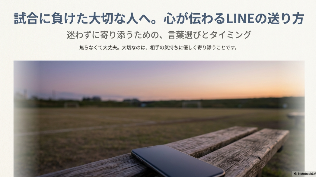 試合に負けた大切な人へ、心が伝わるLINEの送り方の解説スライド表紙。