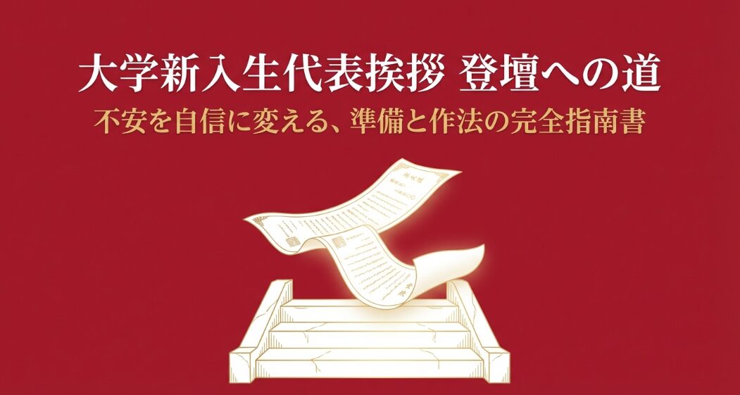 大学の新入生代表挨拶に向けた不安を自信に変える、準備と作法の完全指南書の表紙画像
