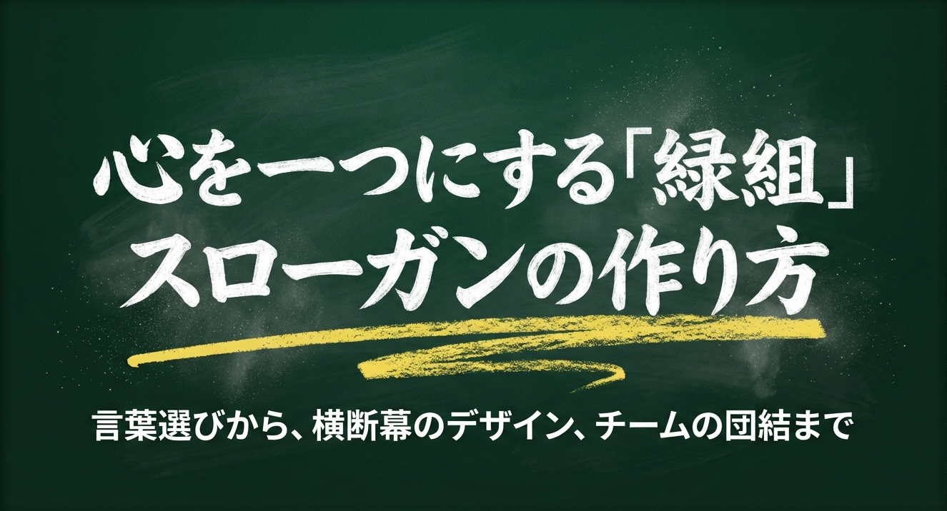 緑組のスローガン作り、デザイン、団結について網羅した実践ガイドの表紙