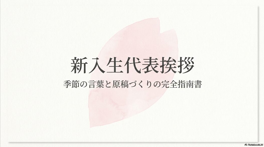新入生代表挨拶の季節の言葉と原稿づくりの完全指南書の表紙スライド