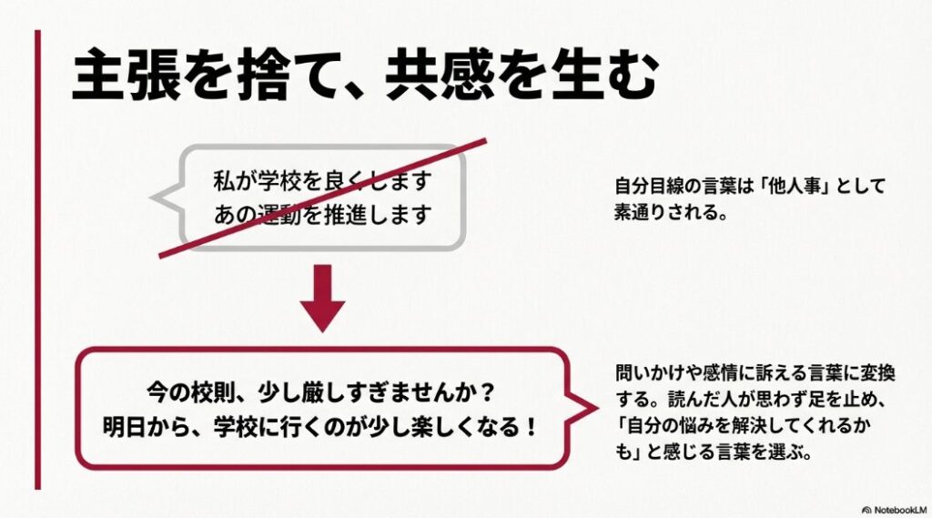 主張を捨て、共感を生む生徒会キャッチコピーの作り方