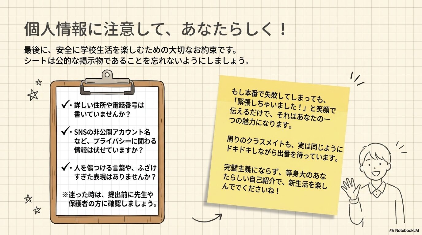 個人情報やプライバシーへの注意点と、完璧主義にならず等身大で楽しむためのチェックリスト。
