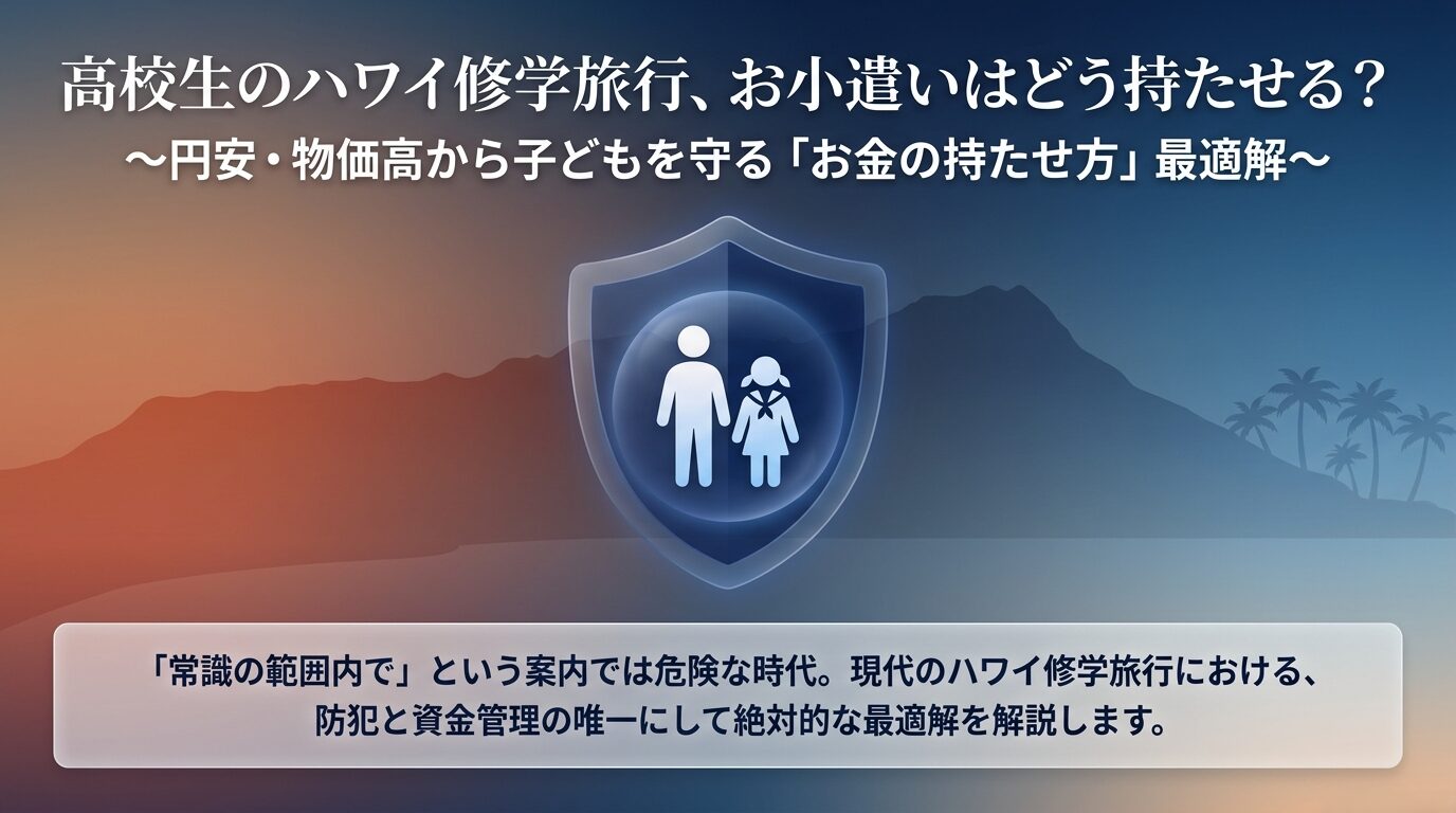 高校生のハワイ修学旅行におけるお小遣いの持たせ方、円安・物価高から子どもを守る最適解の解説スライド