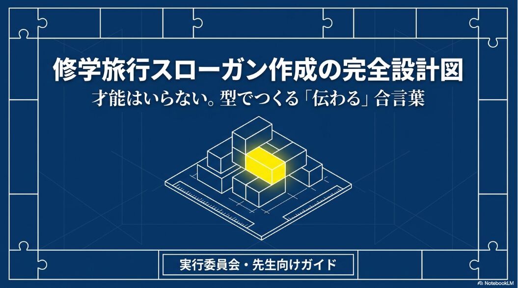 修学旅行スローガンは才能ではなく型で作ることを示した設計図スライド