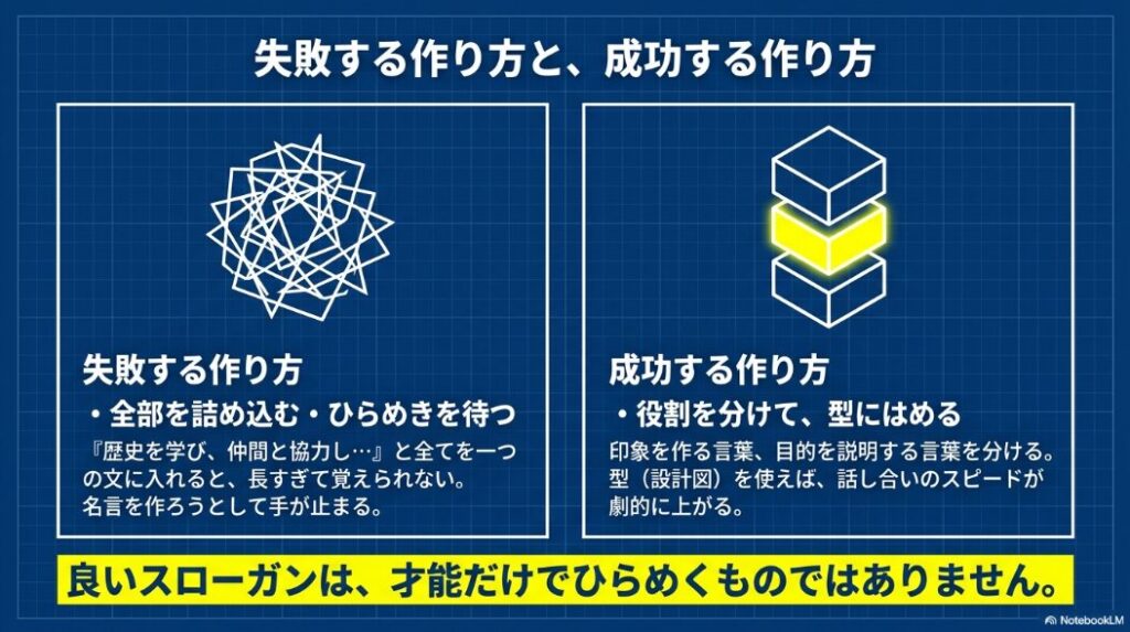 修学旅行スローガン作りで全部を詰め込む失敗例と役割分担する成功例