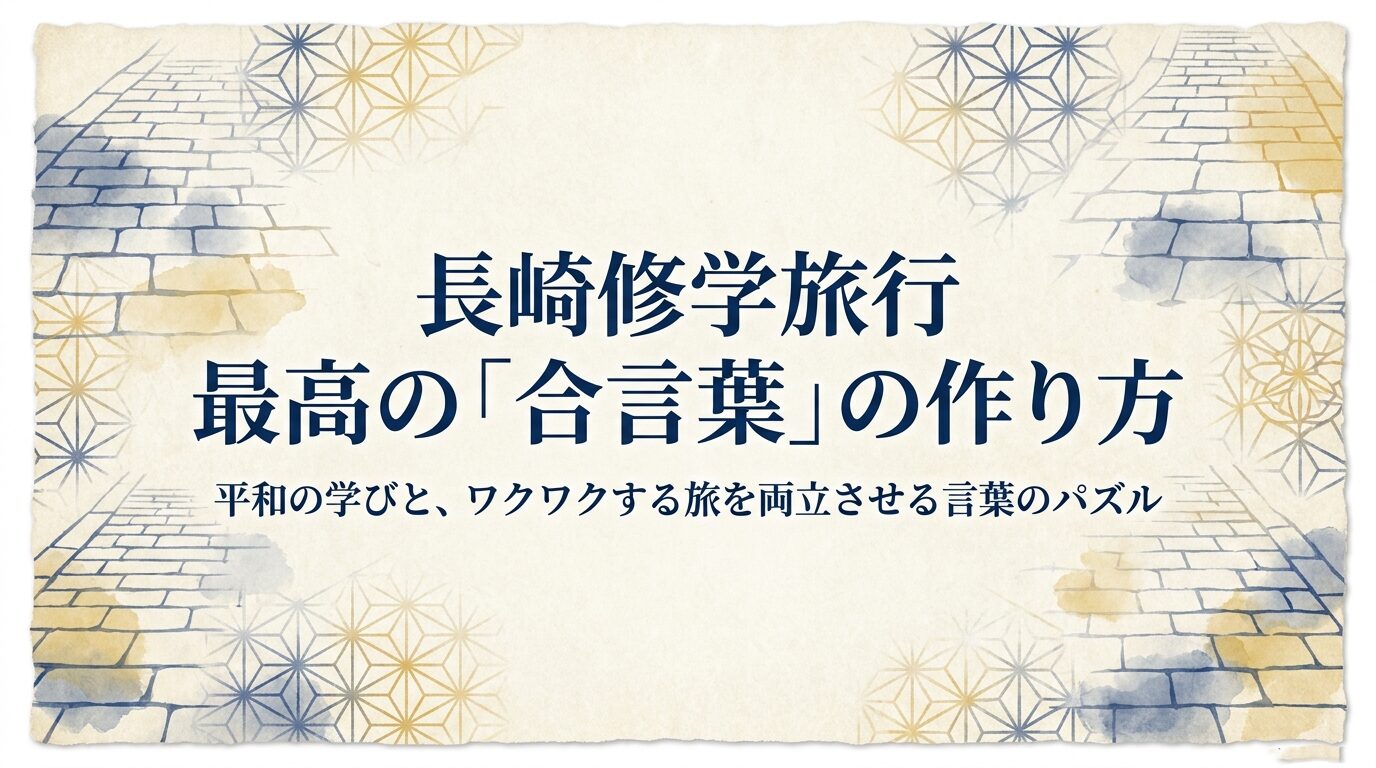 長崎修学旅行 最高の「合言葉」の作り方。平和の学びと、ワクワクする旅を両立させる言葉のパズル。