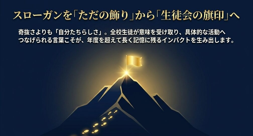 スローガンをただの飾りではなく生徒会活動の旗印へ変えるまとめスライド